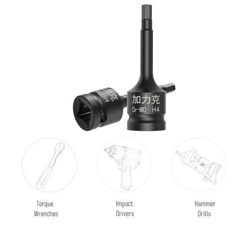 Image of 3PCS 3 /8 inch Square Drive H4(4mm) Impact Hex Bit Socket, 60mm(2.36 inch) Length, Hex Driver, Impact Grade, One-Piece Construction, 3 /8 inch Drive Allen Bit Socket, Cr-Mo Steel, Black