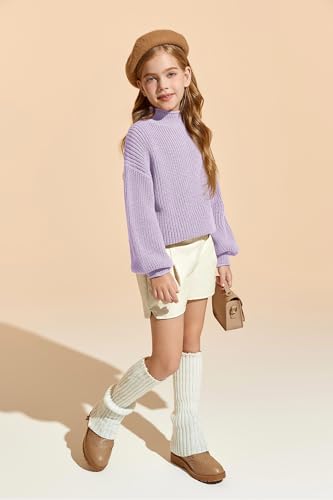 Image of rrhss Girls Mock Neck Loose Knit Sweaters Kids Long Sleeve Slouchy Warm Cute Fashion Pullover Tops 5-14 Years
