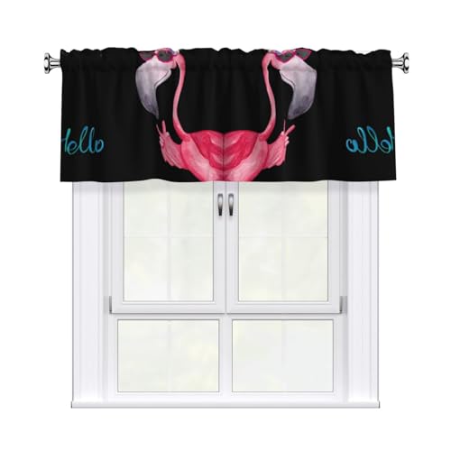 Kitchen Hello Glasses - Tenda mantovana con stampa fenicottero, 137 x 45 cm, semi trasparente, 1 pannello, tende corte per camera da letto e bagno