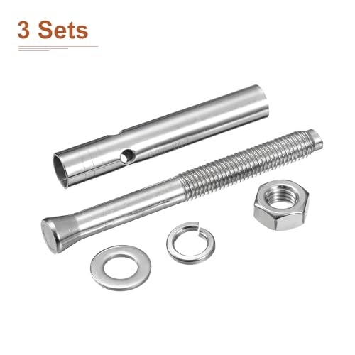 Image of DTGN M10 x 100 Expansion Bolts - 3Pack- Good for Concrete Dry Brick Block Walls - 304 Stainless Steel - Silver