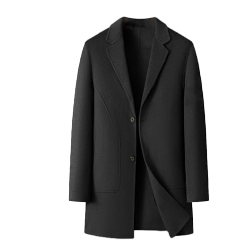 Manteau en laine unie mi-long veste hivernale chaude pour homme