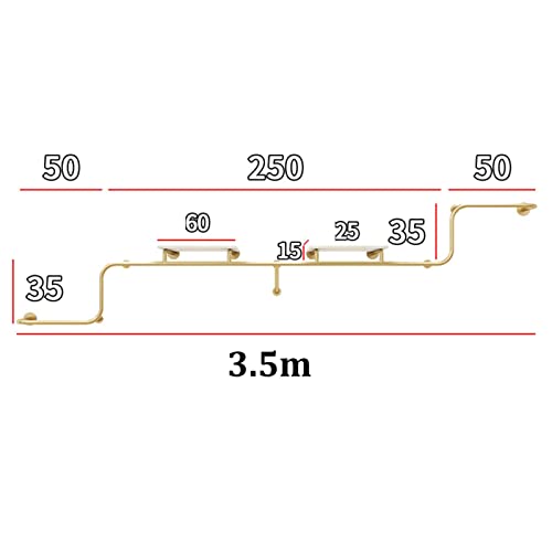Perchero de pared dorado de hierro resistente con estantes para ropa 2