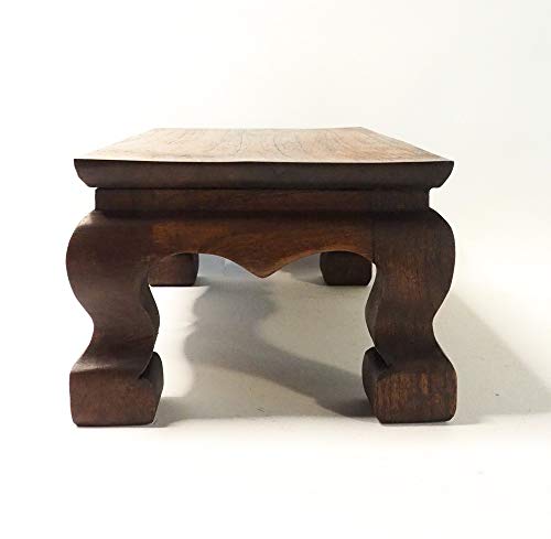 Cozinest Buddha Statue Stand Worship Table Pedestal Thai Handmade Teak Wood Carving Holder For Small Little Things Wooden Rectangle Home Decoration (W10 X D6 X H4) #TOP1
