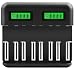 LCD Display Universal Battery Charger,8 Bay Smart Charger for Rechargeable Batteries Ni-MH/Ni-Cd A AA AAA SC C D Batteries with USB Port Type c and Overcharge Prevention Function (No Adapter)