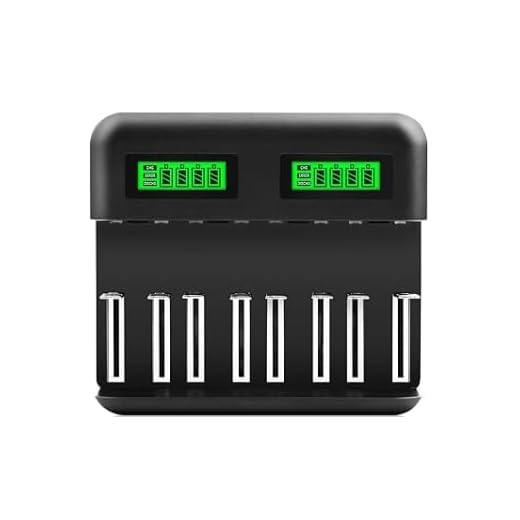 LCD Display Universal Battery Charger,8 Bay Smart Charger for Rechargeable Batteries Ni-MH/Ni-Cd A AA AAA SC C D Batteries with USB Port Type c and Overcharge Prevention Function (No Adapter)