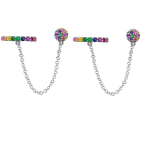 Boucles d'oreilles pendantes avec chaîne en argent et zircone femme
