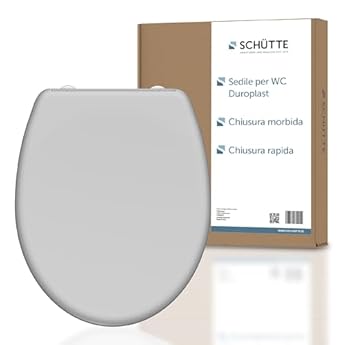 Foto di Schütte 82302-A Grey with Soft-Close Mechanism, Quick Release for Easy Cleaning, Duroplast lid (max. Load of The Toilet seat 150 kg), Gray