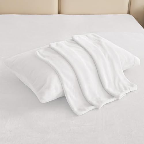 Image of Viviland Plush Micro Fleece Queen Bed Sheet Set - Soft Fuzzy Polar Fleece Velour Velvet Sheets - Extra Warm Winter Fleece Bed Sheets with Deep Pocket - White - Queen | Soft Flannel-like Fleece, 100% Polyester, Fluffy Velvety Feel, 200GSM, 15 inch Deep Pocket, Warm Winter Gift & Decor