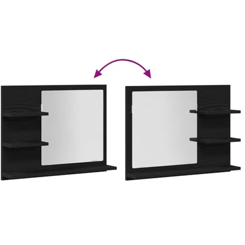 vidaXL Badspiegel Schwarz Eichen-Optik 60x10,5x45 cm Holzwerkstoff – Ansicht 4