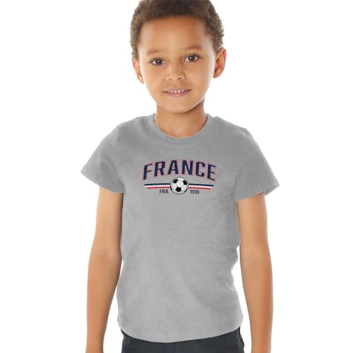 France Futbol World Soccer Crest with Ball Kids Tee (3) for Toddler, Grey