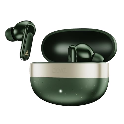 boAt 2026 Launch Airdopes Plus 224, Powerful Spatial Audio, 60H Playback, Quad Mics AI-ENx™, 13 mm Drivers, App Support, Multi Connect, Google Fast Pair, Bluetooth v6.0 TWS Earbuds (Forest Green)