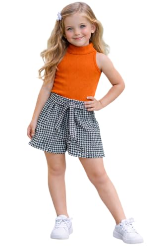 Image of Girl's Solid Cotton Blend Style Top and Shorts Set