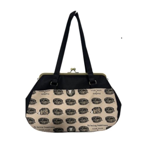 Handmade Handbags by G3sewing がま口バッグ ハリネズミ ブラウン つらくてがんばれない時、「まぁ、このバッグだけは、かわいいわー」と少し元気になってもらえる。そんな想いを込めて、ひとつひとつ手作りでつくるハンドバッグ