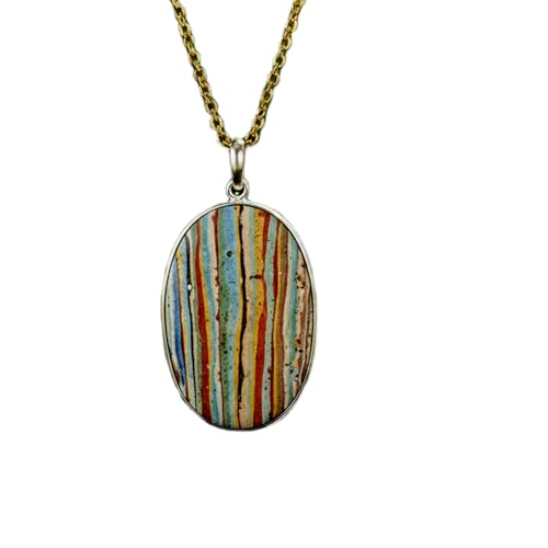 Collier jaspe arc-en-ciel naturel, bijou bohème en argent 925 pour sublimer votre style estival