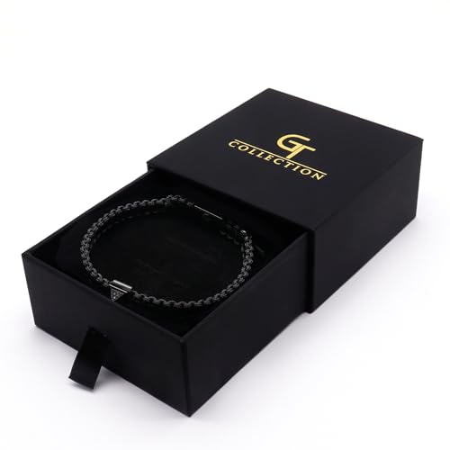 Men's Energy Bracelet with Black Pyramid Stainless Steel Bead, Adjustable Zircon Bracelet for Men4