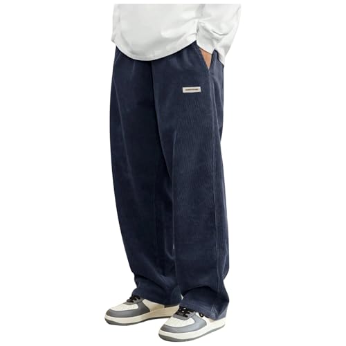 Corduroy Pants Men Loose Straight Leg Sweatpants with Pockets Fall Casual Mencomfy Work Pants Corduroy Trousers