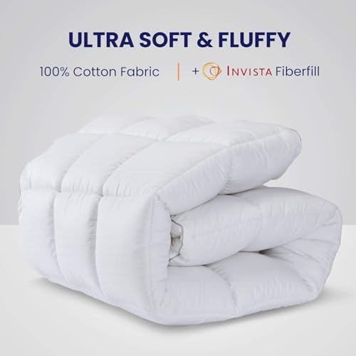 SLEEP ZONE King Size Cotton Mattress Pad, Super Soft Pillow Top Mattress Topper, Thick Fluffy Mattress Cover Deep Pocket 8-21 inches, King, White Cotton Top, King(78X80)