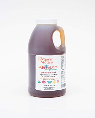 Organic Nectars 100% Raw Premium Dark Agave Syrup, 46 Ounce Jug