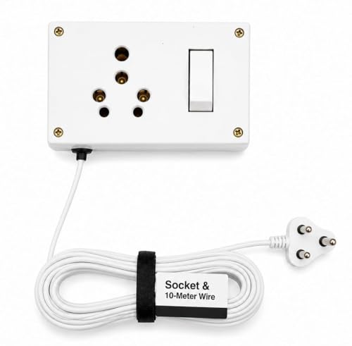 Image of 16A Heavy Duty Switch Extension Board with Universal Socket & Switch - Supports Up to 2500W, 1.5 Sq Mm 3 Core Wire, Shock & Heat Resistant Power Board for Home, Garage & Workshop, 10M Cable