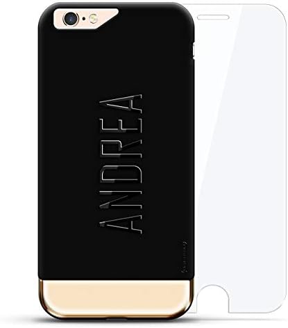Luxendary Designer, 3D Printed, Fashion, High End, Premium, 24K Series, 360 Degree Protecting Cell Phone Case for iPhone 6/6S - Velvet Black & Gold, Andrea, Modern Font First Name