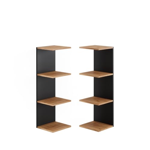 Vicco Wandregal Paolo, Anthrazit, 30 x 95 cm 2er Set, zur Aufbewahrung von Büchern und Dekoration montierbar