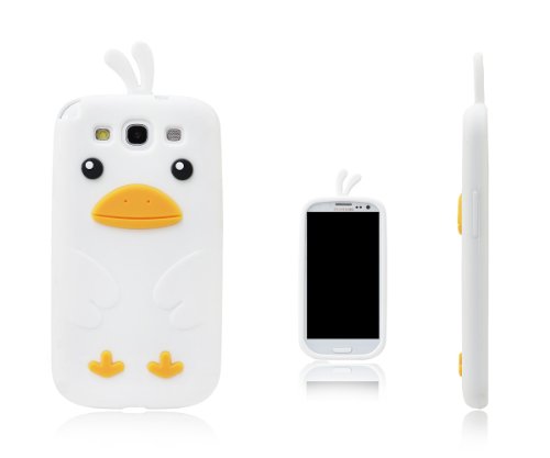Xcessor Chicken Pollo Funda Carcasa de Silicona Para Samsung Galaxy S3 i9300. Blanco