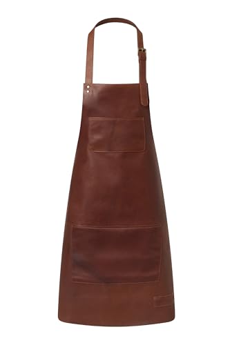 GlobeeCraft Mandil de Cuero Marrón para Cocina