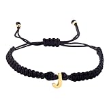 Dainty Stainless Steel Initial A-Z Letter Charm Bracelets for Men Women Teen Girls Handmade Adjustab