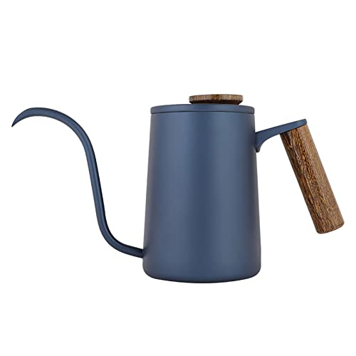 600ml Gooseneck Coffee Kettle, Stainless Steel Coffee Pot Long Gooseneck Spout Kettle for Drip Coffee & Tea (Blue)