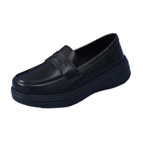 Wygwlg Comfortable Working Nurse Shoes, Women's Fashionable Buffer Wipeable Nonslip Hospital Flat Slip-On Nurse Work Shoes, Restaurant Loafer Waterproof, for Medical Workers, Doctors(Black,6)