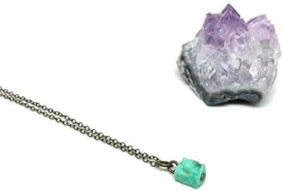 Chrysoprase Necklace, Chrysoprase Crystal Necklace, Dainty Rough Raw Natural Real Gemstone Pendant Layering Jewelry for Women 14 16 18 20 22 inch Custom Brass, Sterling Silver, 14k Gold Filled Chain