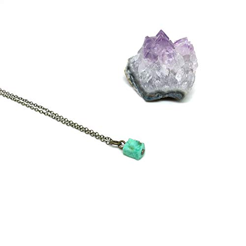 Chrysoprase Necklace, Chrysoprase Crystal Necklace, Dainty Rough Raw Natural Real Gemstone Pendant Layering Jewelry for Women 14 16 18 20 22 inch Custom Brass, Sterling Silver, 14k Gold Filled Chain