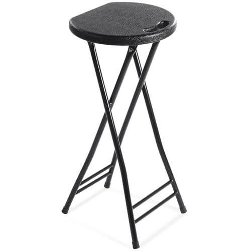 Suzile 1 Pc Tall Folding Chair Portable Plastic Stool Chair Heavy Duty Foldable Bar Stools with Handle for Adults Kitchen Counter Room Home Camping Indoor Outdoor, 300lbs Capacity (27 Inch)