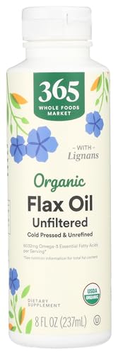 365 by Whole Foods Market, Organic Flax Seed Oil, High Lignan Unfiltered, 8 fl oz