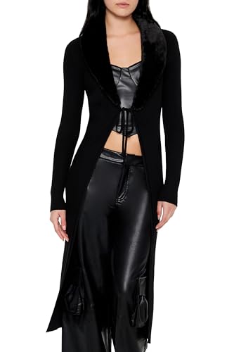 Forever 21 Women's Faux Fur Duster Cardigan Sweater2