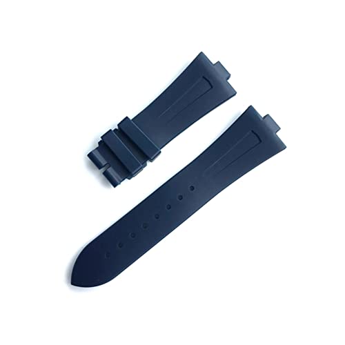 HELING 24mm-8mm Black Blue Soft Rubber Watches Band Special Replace Fit for Vacheron Constantin Strap VC Watchband Wristband Bracelet Tool (Band Color : Blue no Buckle, Band Width : 24mm-8mm)