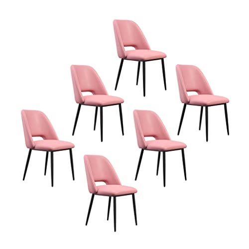 SJIALEN Kitchen Dining Chairs Set of 6, Black Legs Lounge Meeting Office Computer Chair PU Leather Living Room Side Chair Kitchen Chair (Color : Pink)