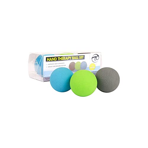 Fitness Mad Hand Therapy Balls Stress Relief Ball Improve Hand Grip Strength Set of 3 Strengths Ideal for players of Racket Sports & Rehab