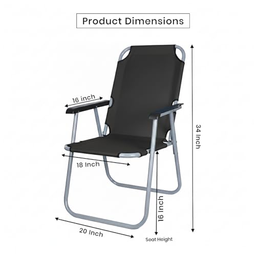 Image of ORILEY Camping Chair Foldable with Arm Rest Portable & Lightweight Folding Fishing Chairs for Outdoor Garden and Beach Picnic Travelling Hiking (Medium,Black)