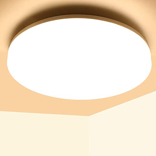 Kimjo 48W LED-plafondlamp, 3000K Warm Wit 4320LM Ronde Plafondverlichting, Waterdicht IP44 Ø30cm Ultradun Paneel Plafondlamp Voor Badkamer, Keuken, Woonkamer, Slaapkamer, Gang