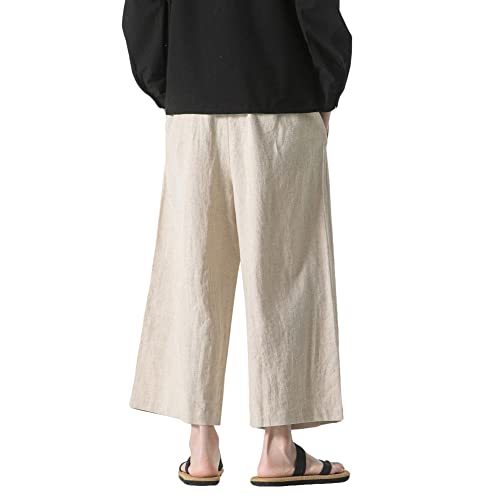 Prijouhe Mens Casual Linen Pants Baggy Pants Lightweight Elastic Drawstring Waist Harem Pants #TOP2