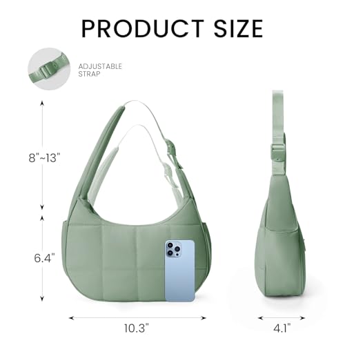 Image of Small Puffer Crescent Shoulder Bag for Women Lightweight Water-Resistant Nylon Purse with Adjustable Strap & Multiple Pockets