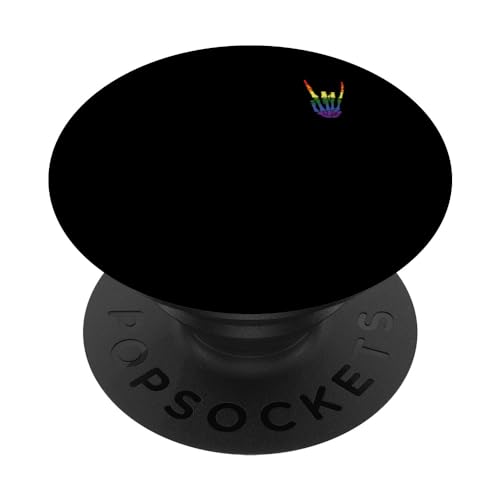 Skeleton Rock Hand Gay Pride LGBT-Q Ally Rainbow Men Women PopSockets Swappable PopGrip