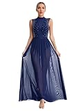 robe h&m bleu electrique Robe de danse sans manches pour femme, design color block, corsage avec superposition en mousseline froncée, unique et élégante