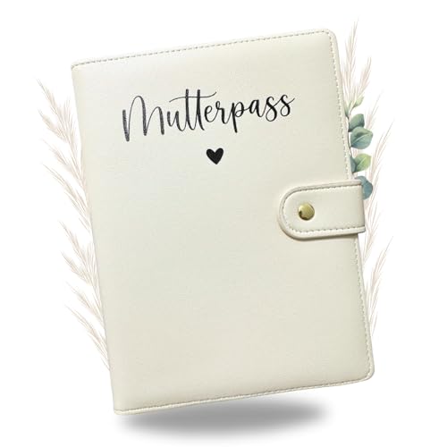 Premium Mutterpasshülle aus Kunstleder für deutschen Mutterpass - mit Fächer für Ultraschallbild, Impfpass, Versichertenkarte - hochwertige Mutterpass Schutzhülle