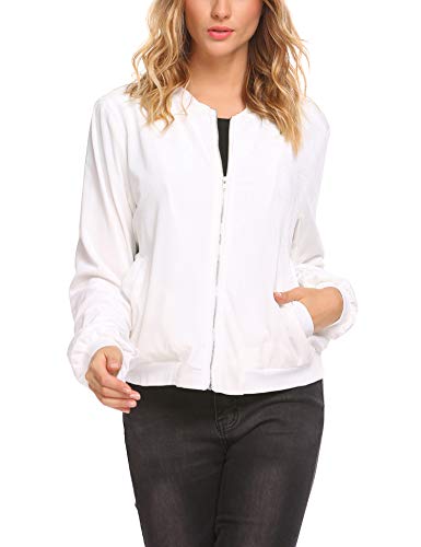 Zeagoo Women's Velvet Long Sleeve Open Front Zip Bomber Jacket Coat
