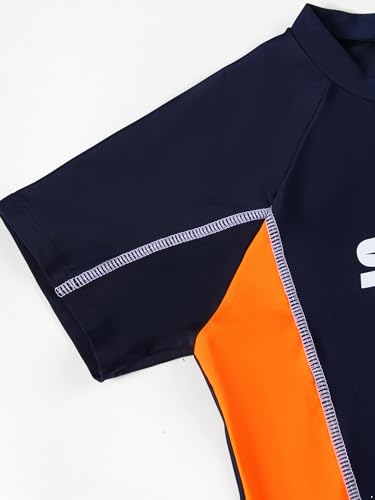 Little Big Boys Athletic Two Pieces Swimsuits Short Sleeve Swim Shirts with Trunks Rash Guard4