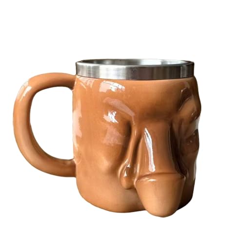 haozaikeji Funny Penis Mug Novelty Prank Coffee Cup Stainless Steel Milk Cup 3D Body Art Drinking Cup with Handle