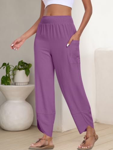 Image of ANRABESS Womens Wide Leg Palazzo Capri Barrel Pants