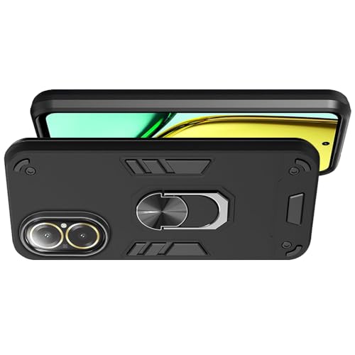 Image of amazon basics Kickstand Mobile Cover (360 Rotating Ring Holder) for Realme C67 4G (Black)